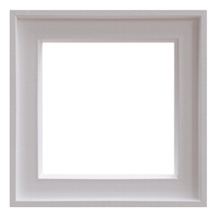 Empty picture frame on wall, white transparent, 3d render, PNG