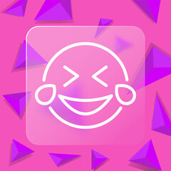 Laughter and tears line icon. Emoji, communication, chat, correspondence, forum, online, Internet. Glassmorphism style. Vector line icon for business and advertising