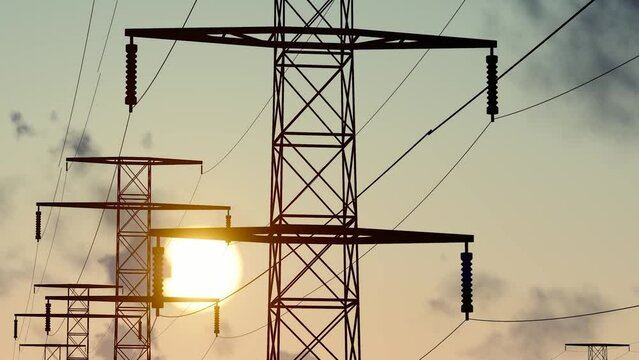 High voltage power towers and transmission lines delay