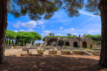 View of Taurine Baths near Civitavecchia in Italy. They are also known as the Baths of Trajan and are one of the most important Roman thermal complexes in all of southern Etruria.