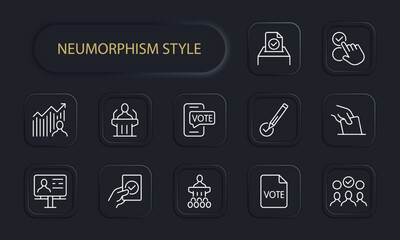 Voting line icon. Power, party, political activity, presidential race, victory, defeat, agitation. Neomorphism style. Vector line icon for business and advertising