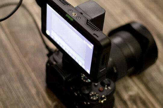 Cairo, Egypt, January 25 2024: Atomos Shinobi 4K HDMI Monitor is a 5.2 inches on-camera monitor that monitors DCI 4K, UHD 4K, and HD video input, features a 10-bit FRC IPS screen, selective focus