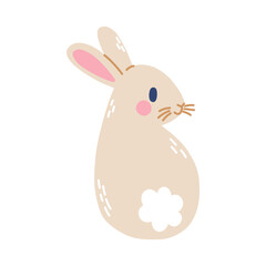 Cute rabbit sitting. Vector flat illustration isolated on white background.