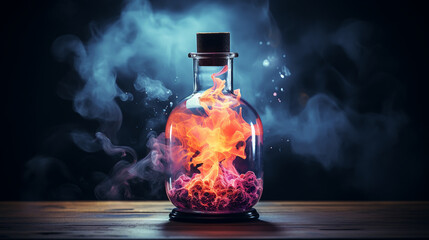 Love elixir, magic spell or poison in glass bubble. - obrazy, fototapety, plakaty