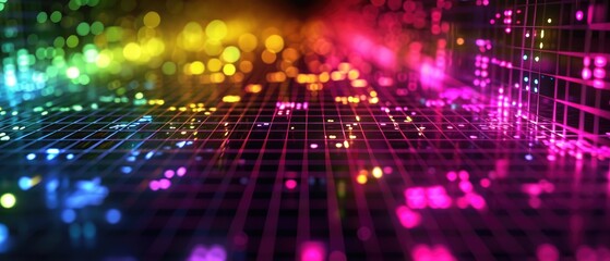 Multicolored status indicator grid offering a vibrant visualization concept, Ai Generated