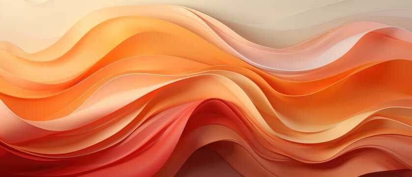 Orange and beige abstract design featuring organic waves in a unique papercut overlapping style, Ai Generated
