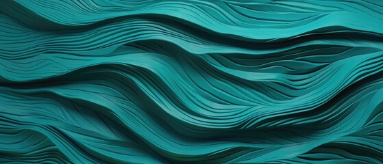 Obraz premium Detailed and intriguing, an abstract closeup of organic turquoise and aquamarine wooden waving waves, Ai Generated.