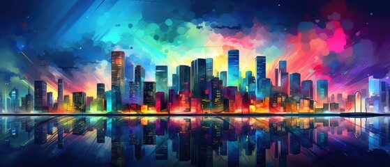 Obraz premium Abstract background of colorful city nightlife, capturing the essence of urban vibrancy, Ai Generated.