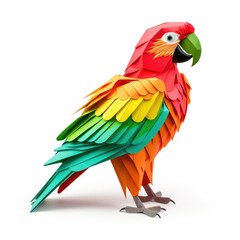 Fototapeta premium Colorful Origami parrot, Unique Paper Polygon Artwork, Ideal Pet Concept, Ai Generated
