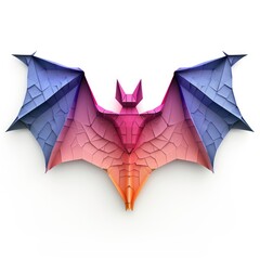 Colorful Origami bat, Unique Paper Polygon Artwork, Ideal Pet Concept, Ai Generated