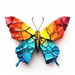 Colorful Origami butterfly, Unique Paper Polygon Artwork, Ideal Pet Concept, Ai Generated