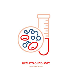 Hemato oncology linear pictogram. Interdisciplinary medical specialty symbol.