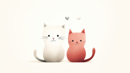 Whimsical Minimalist Love Cats Delicate Purr Harmony Background Ai Generative