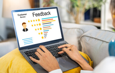 Customer Satisfaction Survey concept, 5-star satisfaction, service experience rating online...