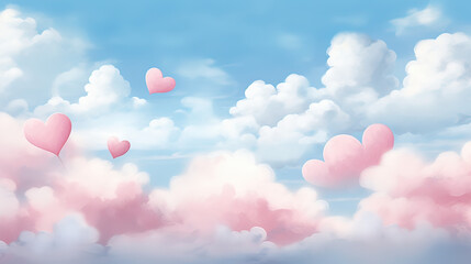 Fototapeta premium Whimsical Minimalist Love Clouds Delicate Sky Harmony Background Ai Generative 