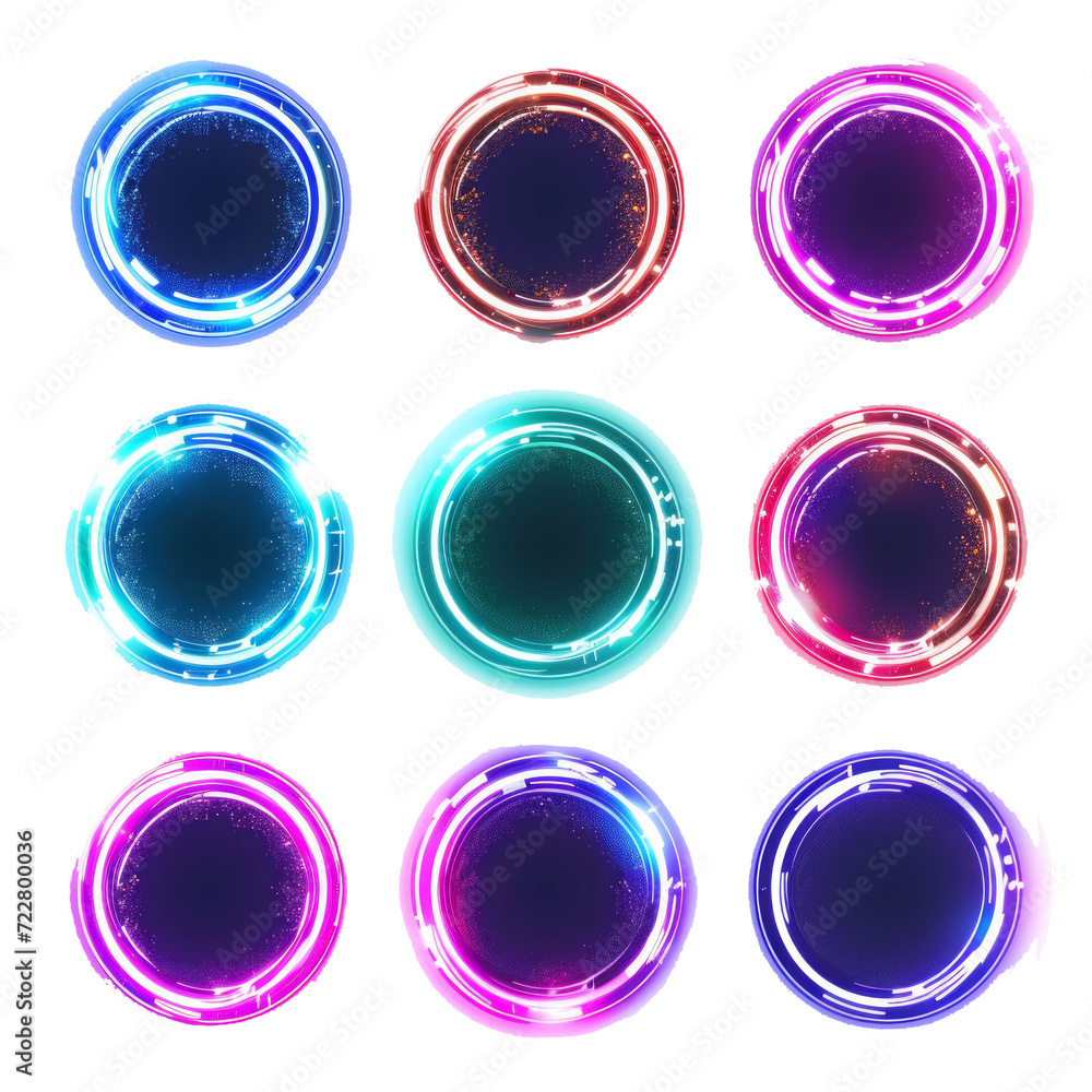 Poster set of glowing hud rounds for your design. futuristic circle