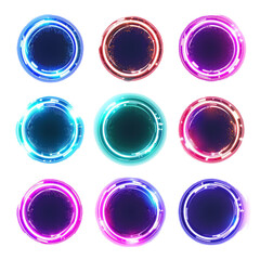 Set of glowing HUD rounds for your design. Futuristic circle