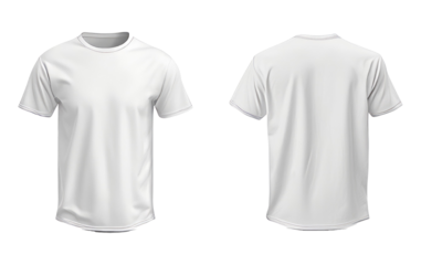 White t-shirt mockup, male t shirt with short sleeves template front back view. Blank apparel design for men, sportswear, casual clothing realistic 3d mock up