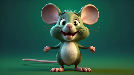 3d animation Funny mouse  - obrazy, fototapety, plakaty