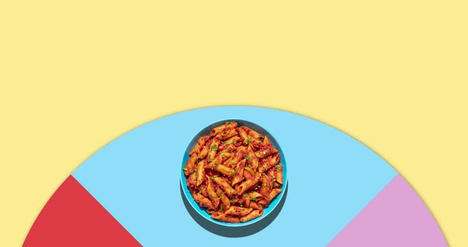 Pasta dishes variety and their ingredient, video animation
