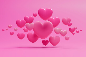 Various heart shapes to convey love with your heart for a happy Valentine's Day. 3d rendering.