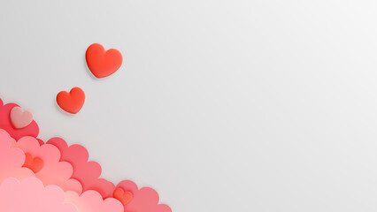 Various heart shapes to convey love with your heart for a happy Valentine's Day. 3d rendering.