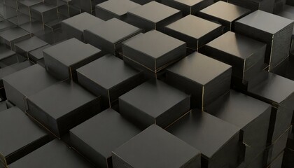 Black Cubes Abstract: 3D Geometric Illustration for Modern Aesthetics"