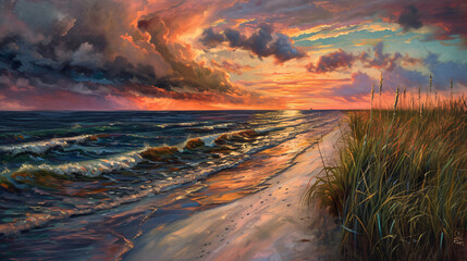 Fototapeta na wymiar Seascape at sunset Florida USA
