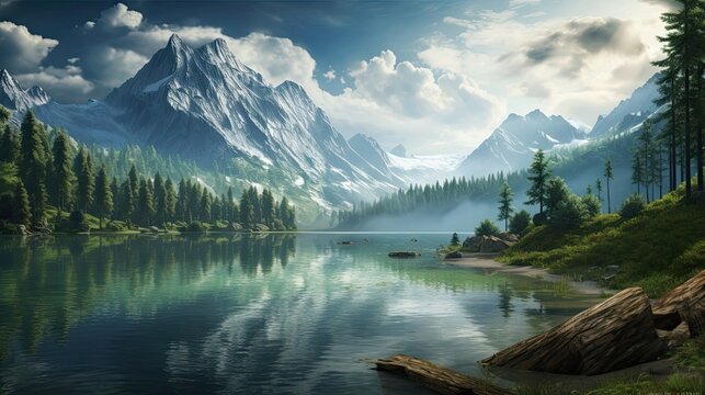 Lakeside sanctuary with a convenient dock for fishing and boating, offering an ideal escape amidst nature's calm. Lakeside serenity, fishing dock, boating convenience. Generated by AI.