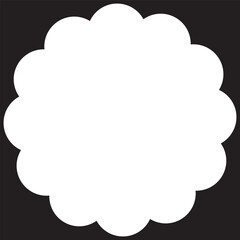 Scallop edge shapes - circle, square, oval, modern brutalism forms. Retro vawe swiss design elements with frill border. Vector illustration of aesthetic futuristic figures