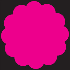 Scallop edge shapes - circle, square, oval, modern brutalism forms. Retro vawe swiss design elements with frill border. Vector illustration of aesthetic futuristic figures