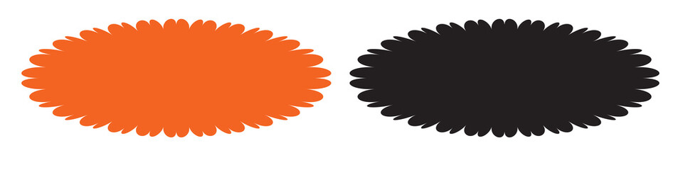 Scalloped Edge Stitched Circle Badge Vector Set. Simple label sticker frame template. Cute vintage frill ornament. Vector illustration isolated on white background