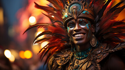 male dancer in Costume for Festival, Mardi Gras, Carnival, Halloween or more. - 722808862