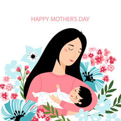 Greeting card with young mother