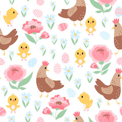 Chicken seamless pattern for Easter