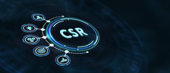 CSR abbreviation, modern technology concept. Business, Technology, Internet and network concept. 3d illustration - obrazy, fototapety, plakaty