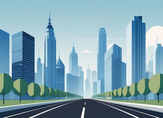Fototapeta premium A cityscape landscape showcasing skyscrapers and roads by ai generated
