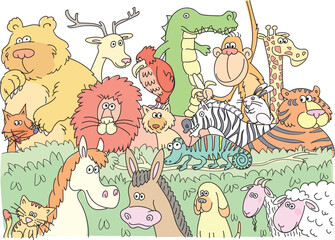 Cute animal character set. Full animal series.