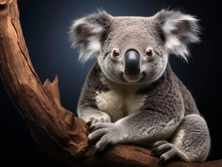 a koala bear on a tree branch