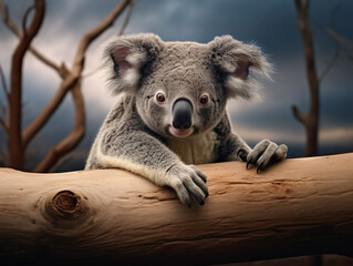 a koala bear on a tree branch - Powered by Adobe