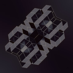 Pattern of three-dimensional black glossy cubes. 3d rendering digital illustration