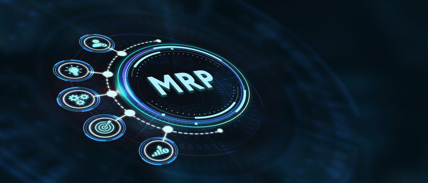 MRP Material Requirement planning Manufacturing Industry Business Process automation. 3d illustration