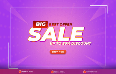 big best offer sale discount template banner with copy space for product sale with abstract gradient purple background design