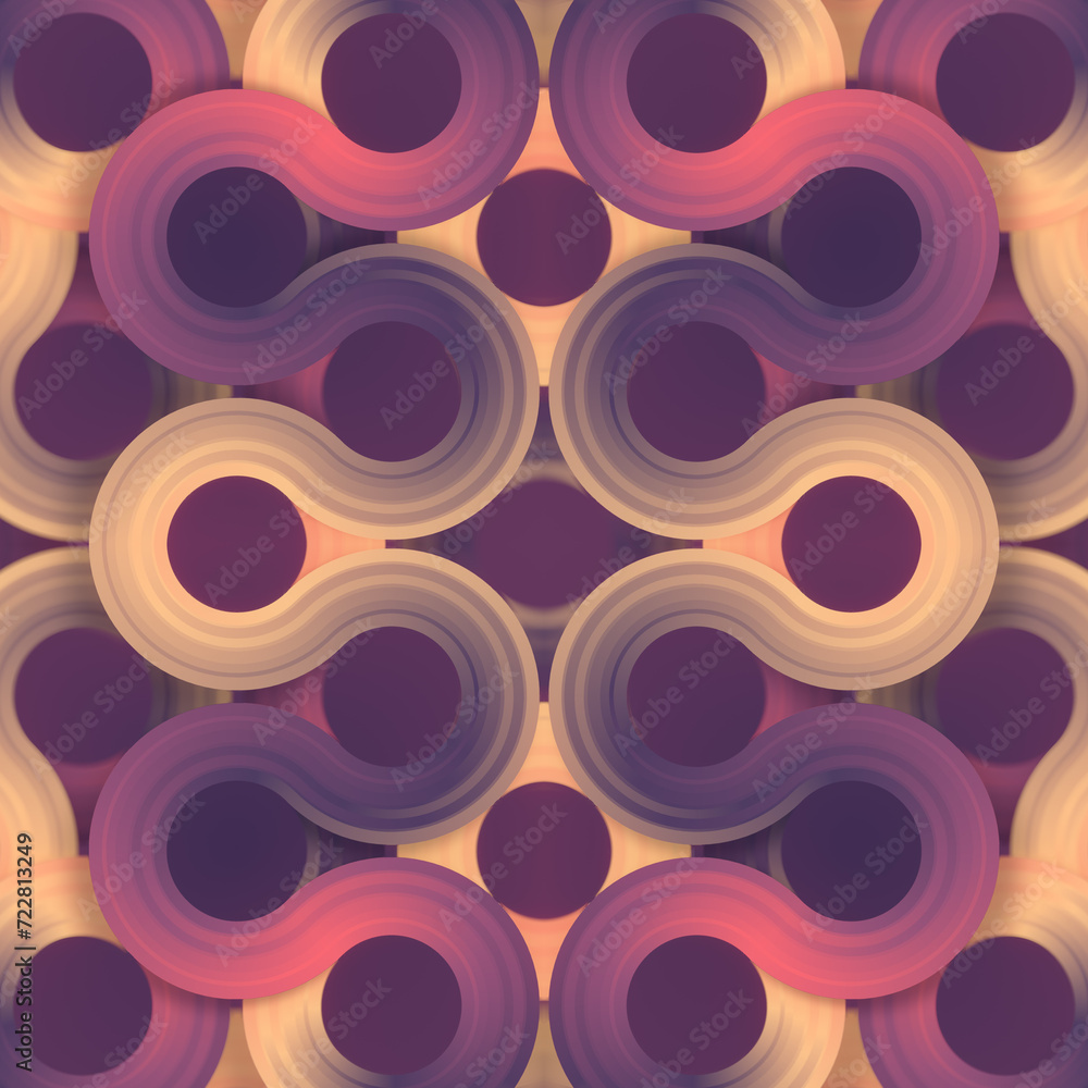 Poster a colorful abstract painting with a layered pattern of circles. 3d rendering digital illustration