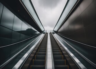 An escalator situated on a cloudy and overcast day by ai generated