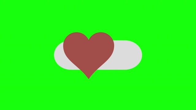 Grey colorless heart symbol turns red color, animated slider, 4k dating apps animation