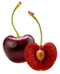 Red Cherry isolated on white background, Red Cherry on White Background PNG file.