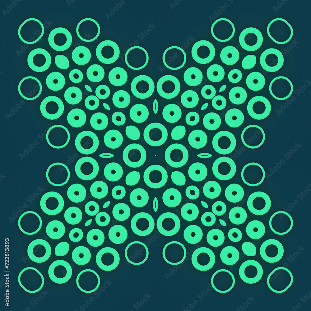 Fototapete abstract composition of a pattern of green circles. 3d rendering illustration