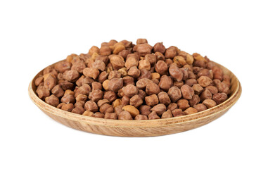 pile of raw black chickpea chick pea legume isolated on white background. raw black chickpea kala chana in wood bowl