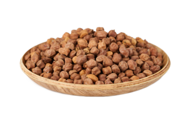 pile of raw black chickpea chick pea legume isolated on white background. raw black chickpea kala chana in wood bowl